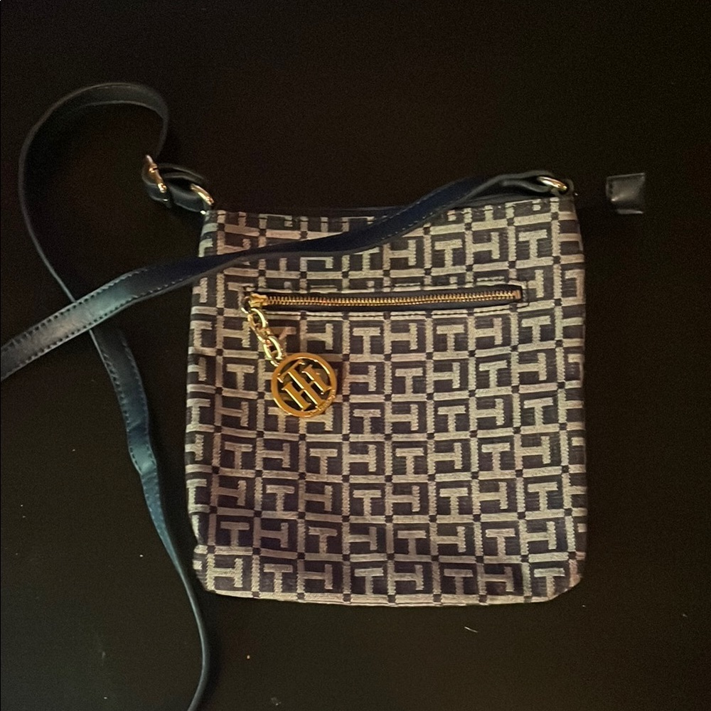 Tommy Hilfiger Blue Crossbody Bag with Geometric Design